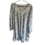Eileen West Blue Floral Long Sleeve Mini Short Night Gown‎ XS Blue White Photo 3
