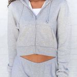 Brandy Melville Gray Crop Zip Up Photo 0