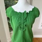 Banana Republic Factory Emerald Kelly Green Ruffle Front Blouse Top Size XS Photo 3