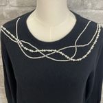 Anthropologie Field Flower Black Sweater with Pearl Accents Photo 1