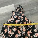 SheIn Floral Sleeveless Blouse Pink Flowers Black Medium Keyhole Back Tie Photo 8