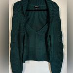 EXPRESS Emerald Green Ribbed V Neck Sweater Size L Photo 5