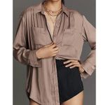 Anthropologie  The Brielle Relaxed Buttondown Blouse in warm smoke sz XL Photo 0