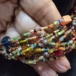 Women's Glass Seed Bead Multi Twelve Strand Braided Necklace with Lobster Clasp Red Photo 2