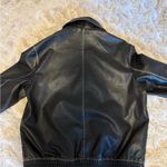 Bershka  Black Leather Jacket with White Stitching Photo 3