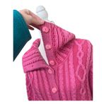Aran Crafts Irish Merino Wool Pink Cable Knit Cardigan M EUC Size M Photo 5