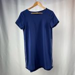 Christian Siriano Scoop Neck Zipper Mini Shift Dress in Navy Size Small Blue Photo 1