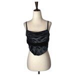 NBD  Corset Women Medium Black Satin Cropped Top Sleeveless Party Whimsigoth Sexy Photo 1