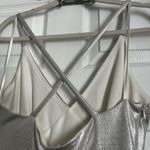 Eliza J Silver Surplice Evening Gown NWT Size 10 Maxi Dress Glam Photo 6