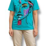 Gene Ewing BIS Vintage Teal Sequin Beaded Egypt 90s Shirt Photo 0