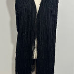 Ella Moss  Size Small Black Chic Fringe Vest Jacket Boho eclectic Emo Goth Rock Photo 0