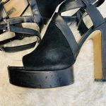 Guess Black Suede Leather Platform Heels Wrap Ankle Sz 40 Sz US 9 Photo 7