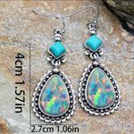 Vintage Iridescent and Turquoise Bohemian Style Dangle Earrings Multiple Photo 2