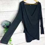 White House | Black Market WHBM Black Wool Cashmere Blend Wrap Surplice Draped Sweater Tunic Top Size XS Photo 4