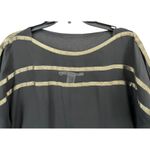 Diane Von Furstenberg  Shirt Womens 2 Black Gold Silk Sheer Blouse Top Party Glam Photo 3