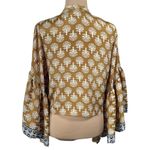 Elan Kimono Cardigan Satin Mustard Cream Bell Sleeve One Size Photo 2