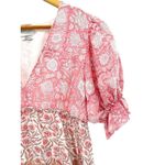 Saylor ‎ Leigha Mini Dress S Pink Patchwork Puff Sleeve Tiered Boho Cottagecore Photo 1