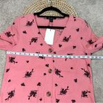 Something Navy NWT  Floral Button Up Shirt Top V-Neck Shortsleeve Flowy in Pink S Photo 9