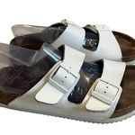Birkenstock  White Leather Arizona Sandals, Sz EU 40 Photo 2