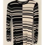 St. John  Collection Graphic Stripe 100% Wool Long Sleeve Maxi Dress Black Beige S Photo 1