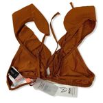 MINKPINK Sun & Earth Frill Triangle Orange Metallic Copper Bikini Top New XS Photo 2