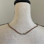 Fossil  Brown Suede Bracelet or Necklace Enamel Round M‎ Charm Rustic Boho Vibes Photo 4