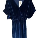 NWT Boutique Elegant Navy Blue Velvet Dress Photo 0