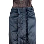 2B Bebe Satin Ruffle Bustle Pencil Mini Skirt Black Small Vintage Y2K Photo 2