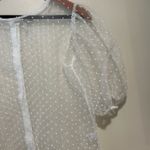 White sheer polka dot puff sleeve top Photo 2