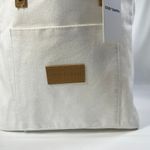 Cozy Earth Canvas Tote Bag White NWT Zip Top Faux Leather Straps Eco Travel Photo 3