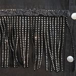 ZARA  Cowgirl Concert Dazzler Rhinestone Fringe Jewel Black Jacket Denim Oversize Photo 5