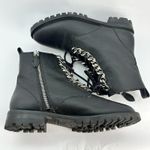 Rebecca Minkoff  Women's Leather Ankle Chain-Link Accent Combat Boots Photo 8