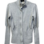 Boston Proper  Cashmere Silk Blend Cardigan Jacket Size M Gray Zip Snap Pockets Photo 0