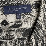 Jones New York  Gray and Black Abstract Blouse Round Neck Long Sleeve Photo 2
