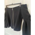 Alexis  Off Shoulder Black Back Full Zip Top: Cardigan Sz M Photo 2