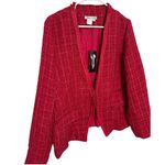 NWT WinterSilks red silk Multi Woven tweed collarless blazer coat size XL Photo 4