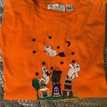 Vintage Malarkey Womens Halloween Shirt Orange Long Sleeve Embroidered Photo 0