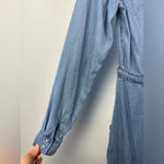 Lovestitch  Blue Chambray Button Up Collared Long Sleeve‎ Tencel Mini Shirt Dress Photo 11