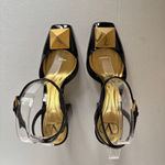 Valentino Garavani  One Stud Patent Leather Block Heel Pumps Black Size EU 37 Photo 1