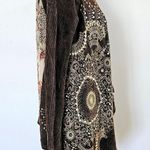 Vocal  Brown Embellished Mixed Media Waffle Thermal Kimono Cardigan Size Medium Photo 2