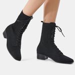 Vivaia Tammy Minimalist Combat Casual Knit Comfort Slim Lace Up Boots Black 7 Photo 1