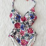 Loft NWOT Beach Floral Plunge One Piece Swimsuit Photo 0