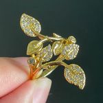 18k gold plated leaf Austrian crystal ring size 7 Photo 2
