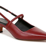 Vince Venice Slingback Pointed Toe Kitten Heel Pump In Crimson Red Leather US 8 Photo 0