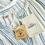 Faherty Dream Cotton Carmel Stripe Gauze Midi Shirt Dress Cream/Blue Sz XS NWT Photo 8