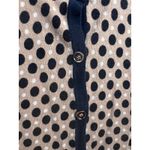 Ann Taylor  Cardigan‎ Womens L Navy Tan Black Polka Dot Long Sleeve Knit Photo 1