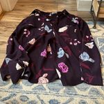 Ann Taylor purple floral blouse with front pockets (small) Photo 0