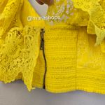 Alice + Olivia  Bleeker Yellow Ruffled Eyelet Lace Crop Top Photo 4