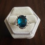 Gorgeous Stainless Steel Silver Plated Gemstone Cocktail Ring Size 8 Photo 1