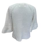 Anthropologie  Sweater Women's Small Rosie‎ Neira White Cotton Knit Bell Sleeves Photo 4